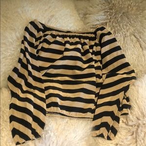 Off the shoulder silk shirt